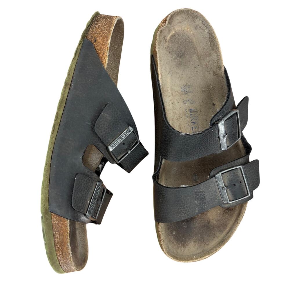 BIRKENSTOCK Men Arizona Black Leather Slip On Sandals Size EU 43/US 10-10.5